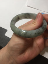 Load image into Gallery viewer, 54.5mm certified 100% natural icy watery light green with dark green flying flowers jadeite jade bangle S90-7079