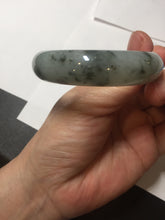 Load image into Gallery viewer, 54.5mm certified 100% natural icy watery light green with dark green flying flowers jadeite jade bangle S90-7079