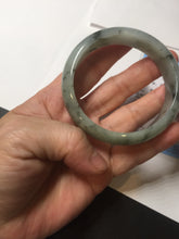 Load image into Gallery viewer, 54.5mm certified 100% natural icy watery light green with dark green flying flowers jadeite jade bangle S90-7079