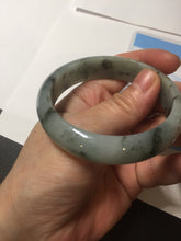 Load image into Gallery viewer, 54.5mm certified 100% natural icy watery light green with dark green flying flowers jadeite jade bangle S90-7079