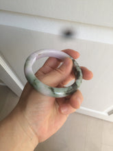 Load image into Gallery viewer, 56.3mm certified 100% natural Type A dark green/purple  jungle camouflage color jadeite jade bangle AX77-5285