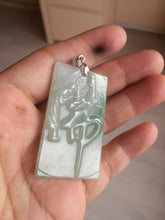 Load image into Gallery viewer, 100% Natural type A light green safe and sound pendant with the carved hieroglyph of "Buddha" jadeite Jade pendant group B99