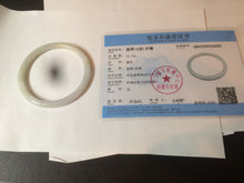 Load image into Gallery viewer, 55.5mm Certified type A 100% Natural light purple/white/green slim round cut Jadeite bangle BF74-2550