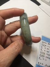 Load image into Gallery viewer, 54.5mm certified 100% natural icy watery light green with dark green flying flowers jadeite jade bangle S90-7079
