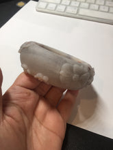 Load image into Gallery viewer, 58mm 100% natural white/gray/pink/brown/purple Quartzite (Shetaicui jade) carved flowers bangle XY111