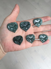 Load image into Gallery viewer, 100% Natural type A dark green/blue/black heart pinky promise(执子之手,与子偕老) Guatemala jadeite Jade pendant AX143