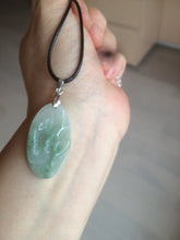 Load image into Gallery viewer, 100% Natural type A light green safe and sound pendant with the carved hieroglyph of "Buddha" jadeite Jade pendant group B99