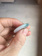 Load image into Gallery viewer, 28mm Type A 100% Natural white purple with green floating flowers Jadeite Jade Safety Guardian Button donuts couple pendant PB188