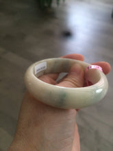Load image into Gallery viewer, 55mm Certified 100% natural beige/green chubby jadeite jade bangle G70-0469