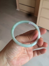 Load image into Gallery viewer, 49mm certified 100% natural Type A light green/white oval jadeite jade bangle BG27-5447