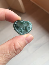 Load image into Gallery viewer, 100% Natural type A dark green/blue/black heart pinky promise(执子之手,与子偕老) Guatemala jadeite Jade pendant AX143