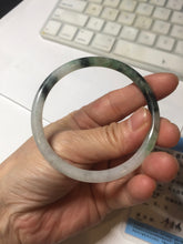 Load image into Gallery viewer, 56.5mm Certified Type A 100% Natural green/black/gray with dark green floating flowers slim round cut Jadeite bangle PD80-5758