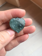 Load image into Gallery viewer, 100% Natural type A dark green/blue/black heart pinky promise(执子之手,与子偕老) Guatemala jadeite Jade pendant AX143