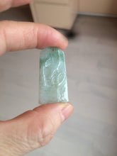 Load image into Gallery viewer, 100% Natural type A light green safe and sound pendant with the carved hieroglyph of "Buddha" jadeite Jade pendant group B99