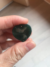Load image into Gallery viewer, 100% Natural type A dark green/blue/black heart pinky promise(执子之手,与子偕老) Guatemala jadeite Jade pendant AX143