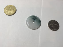 Load image into Gallery viewer, 28mm Type A 100% Natural white purple with green floating flowers Jadeite Jade Safety Guardian Button donuts couple pendant PB188