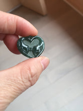 Load image into Gallery viewer, 100% Natural type A dark green/blue/black heart pinky promise(执子之手,与子偕老) Guatemala jadeite Jade pendant AX143