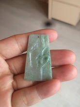 Load image into Gallery viewer, 100% Natural type A light green safe and sound pendant with the carved hieroglyph of "Buddha" jadeite Jade pendant group B99