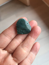 Load image into Gallery viewer, 100% Natural type A dark green/blue/black heart pinky promise(执子之手,与子偕老) Guatemala jadeite Jade pendant AX143