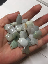 Load image into Gallery viewer, 100% Natural  light green/white/purple Jadeite Jade money bag bead pendant group F153