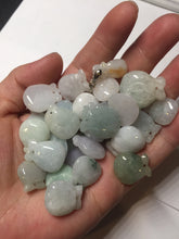 Load image into Gallery viewer, 100% Natural  light green/white/purple Jadeite Jade money bag bead pendant group F153