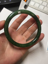 Load image into Gallery viewer, 62mm certified 100% Natural dark green/black round cut nephrite (碧玉) bangle HN17-9162