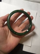 Load image into Gallery viewer, 62mm certified 100% Natural dark green/black round cut nephrite (碧玉) bangle HN17-9162