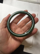 Load image into Gallery viewer, 62mm certified 100% Natural dark green/black round cut nephrite (碧玉) bangle HN17-9162