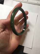 Load image into Gallery viewer, 62mm certified 100% Natural dark green/black round cut nephrite (碧玉) bangle HN17-9162