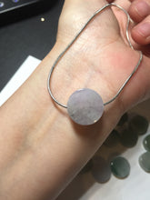 Load image into Gallery viewer, 100% Natural type A icy watery light green/purple/gary Jadeite Jade round cake  pendant group F151