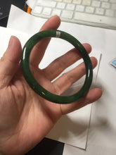 Load image into Gallery viewer, 62mm certified 100% Natural dark green/black round cut nephrite (碧玉) bangle HN17-9162