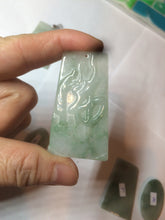 Load image into Gallery viewer, 100% Natural type A light green safe and sound pendant with the carved hieroglyph of "Buddha" jadeite Jade pendant group B99