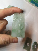 Load image into Gallery viewer, 100% Natural type A light green safe and sound pendant with the carved hieroglyph of "Buddha" jadeite Jade pendant group B99