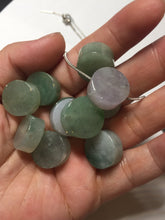 Load image into Gallery viewer, 100% Natural type A icy watery light green/purple/gary Jadeite Jade round cake  pendant group F151
