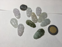 Load image into Gallery viewer, 100% natural type A icy watery white purple green jadeite jade  leaf pendant group F157