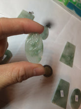 Load image into Gallery viewer, 100% Natural type A light green safe and sound pendant with the carved hieroglyph of "Buddha" jadeite Jade pendant group B99