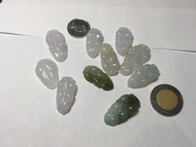 Load image into Gallery viewer, 100% natural type A icy watery white purple green jadeite jade  leaf pendant group F157