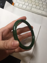 Load image into Gallery viewer, 62mm certified 100% Natural dark green/black round cut nephrite (碧玉) bangle HN17-9162