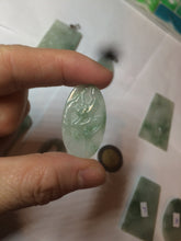 Load image into Gallery viewer, 100% Natural type A light green safe and sound pendant with the carved hieroglyph of "Buddha" jadeite Jade pendant group B99