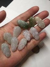 Load image into Gallery viewer, 100% natural type A icy watery white purple green jadeite jade  leaf pendant group F157