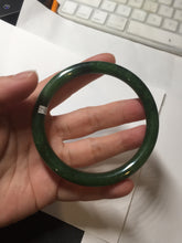 Load image into Gallery viewer, 62mm certified 100% Natural dark green/black round cut nephrite (碧玉) bangle HN17-9162