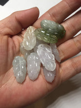 Load image into Gallery viewer, 100% natural type A icy watery white purple green jadeite jade  leaf pendant group F157