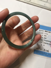 Load image into Gallery viewer, 59.3mm Certified Type A 100% Natural dark green/blue/gray Guatemala slim round cut Jadeite bangle BP191-2432