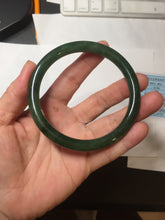 Load image into Gallery viewer, 62mm certified 100% Natural dark green/black round cut nephrite (碧玉) bangle HN18-9161