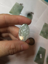 Load image into Gallery viewer, 100% Natural type A light green safe and sound pendant with the carved hieroglyph of "Buddha" jadeite Jade pendant group B99