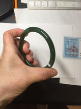 Load image into Gallery viewer, 62mm certified 100% Natural dark green/black round cut nephrite (碧玉) bangle HN18-9161