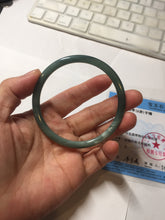 Load image into Gallery viewer, 59.3mm Certified Type A 100% Natural dark green/blue/gray Guatemala slim round cut Jadeite bangle BP191-2432