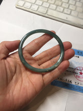 Load image into Gallery viewer, 59.3mm Certified Type A 100% Natural dark green/blue/gray Guatemala slim round cut Jadeite bangle BP191-2432
