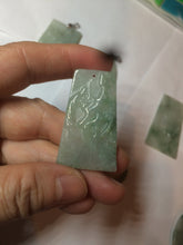 Load image into Gallery viewer, 100% Natural type A light green safe and sound pendant with the carved hieroglyph of "Buddha" jadeite Jade pendant group B99