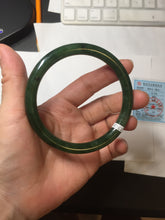 Load image into Gallery viewer, 62mm certified 100% Natural dark green/black round cut nephrite (碧玉) bangle HN18-9161
